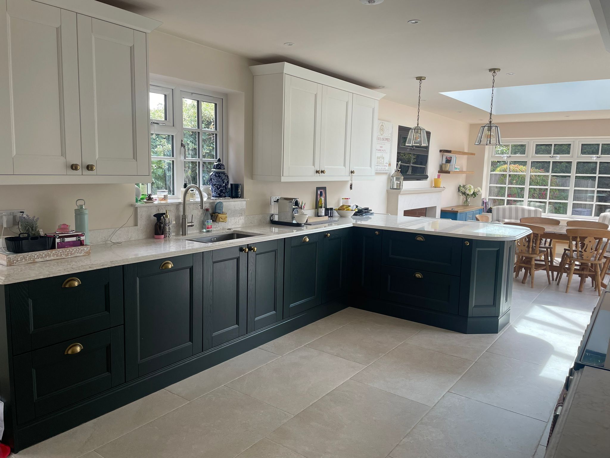 The Gandar bespoke fitted kitchen with navy and cream shaker cabinetry